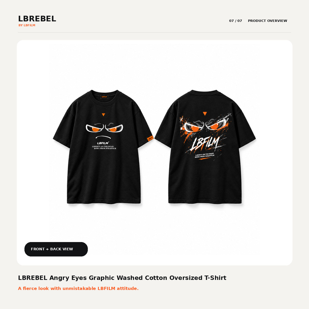 LBREBEL Angry Eyes Graphic Oversized Tee