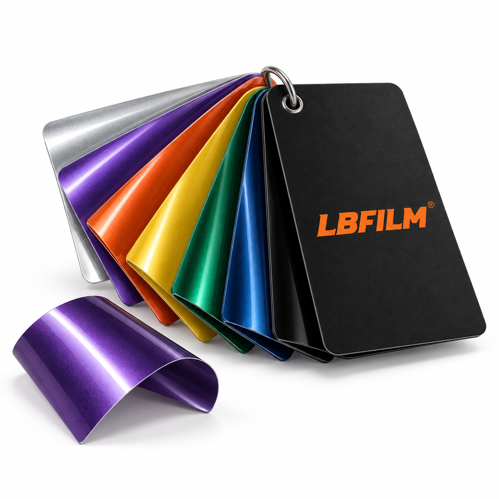 Concept illustration of LBFILM Color PPF swatches and test piece