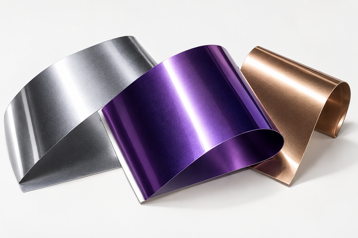 Concept illustration of silver, purple and bronze Color PPF samples