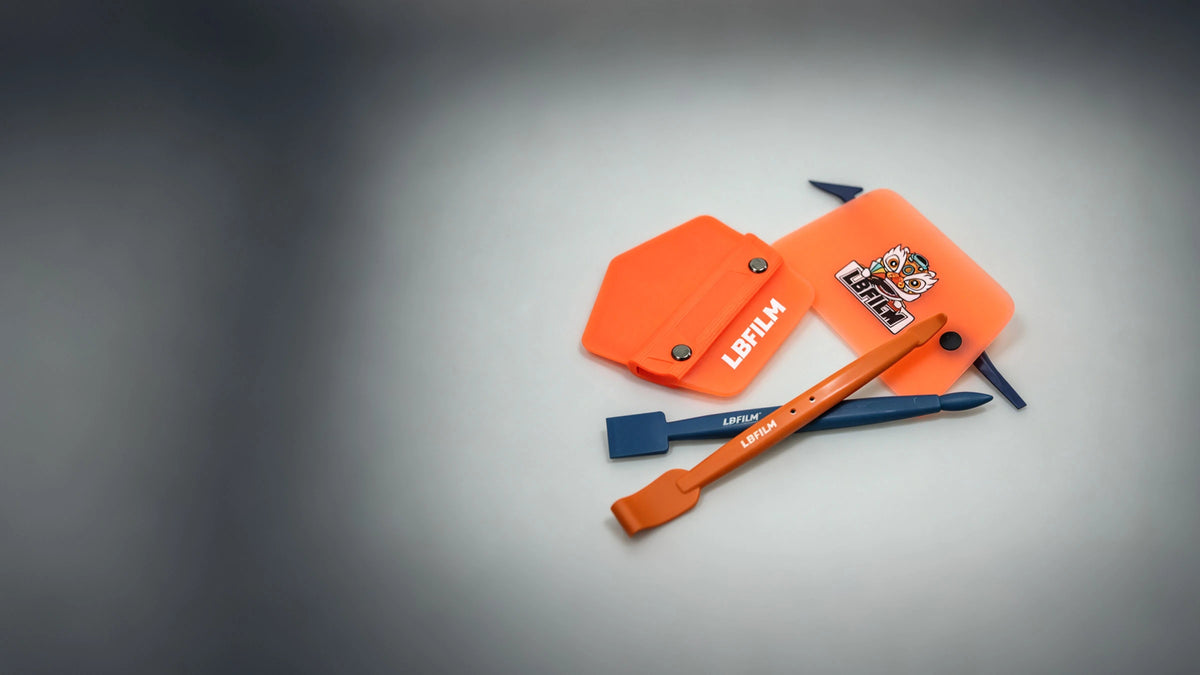 LBFILM orange and blue automotive film installation tools
