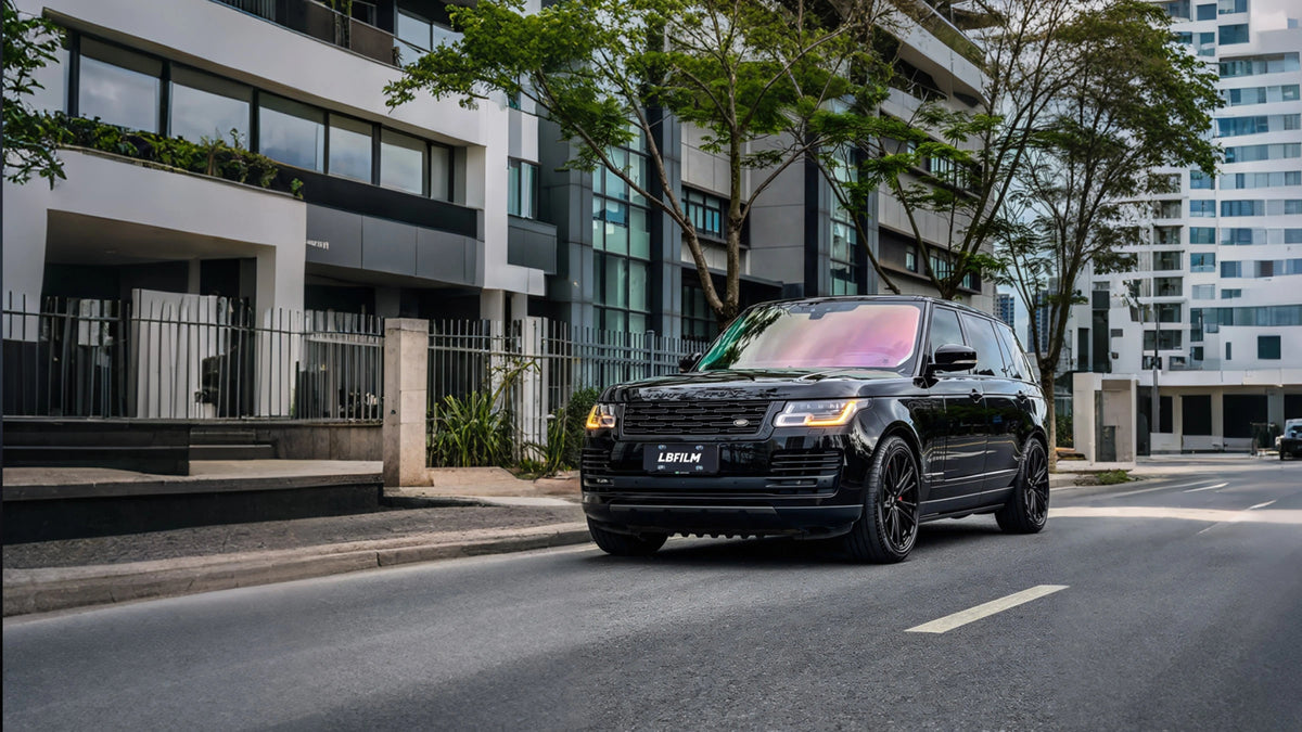Black Range Rover showcasing LBFILM automotive window film