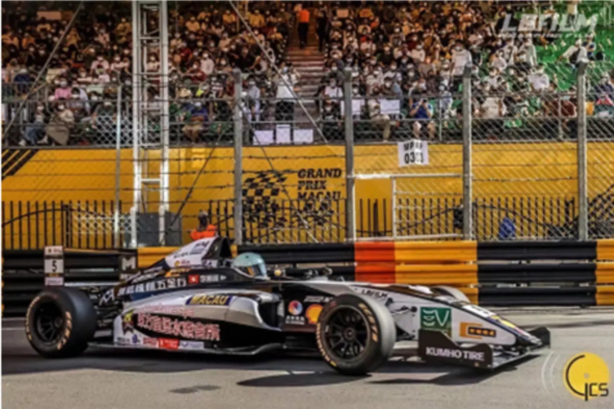 LBFILM branded race car on a motorsport circuit
