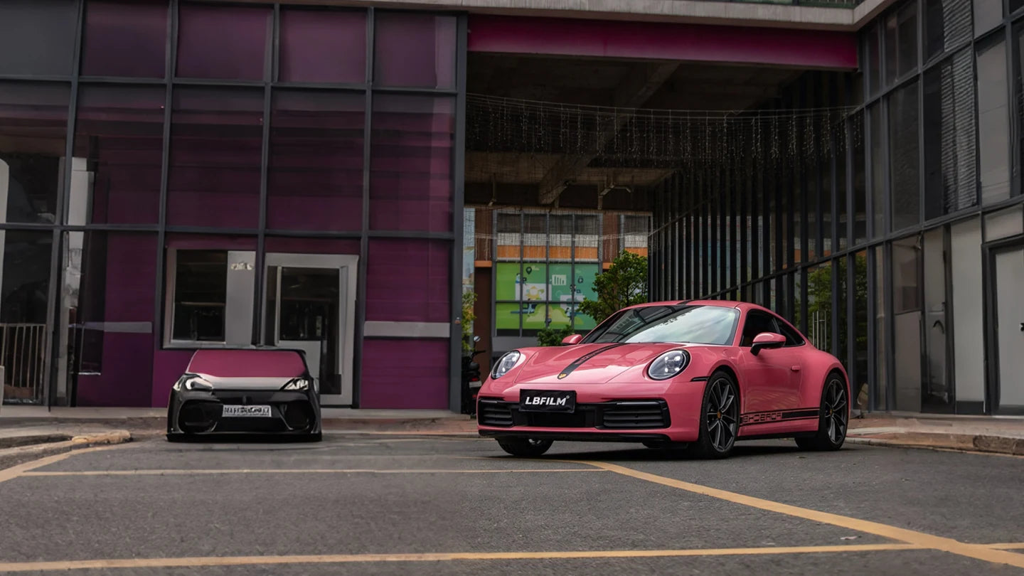 Pink Porsche showcasing LBFILM Color PPF